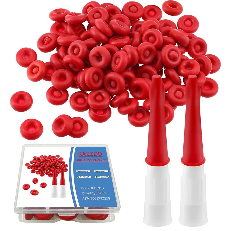 KAEZDD 20 Pcs Caulk Tube Sealer Caps, Caulking Gun Tip Caps, Caulking Tool Accessory, Caulk Sealer Saver for Open Caulking Tube Sealing and Preserving, with Storage Box for Easy Storage - Image 1
